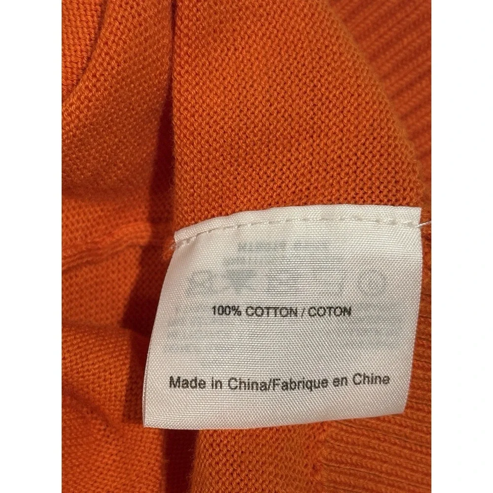 Tory Burch Orange V-Neck Button Front Lightweight Knit Cardigan Sweater M